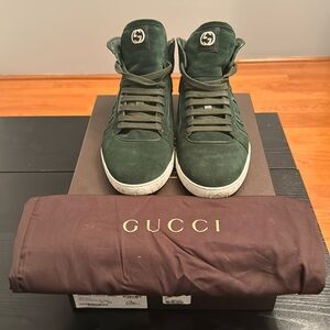 Men’s Gucci Suede Green High Top Sneakers 9